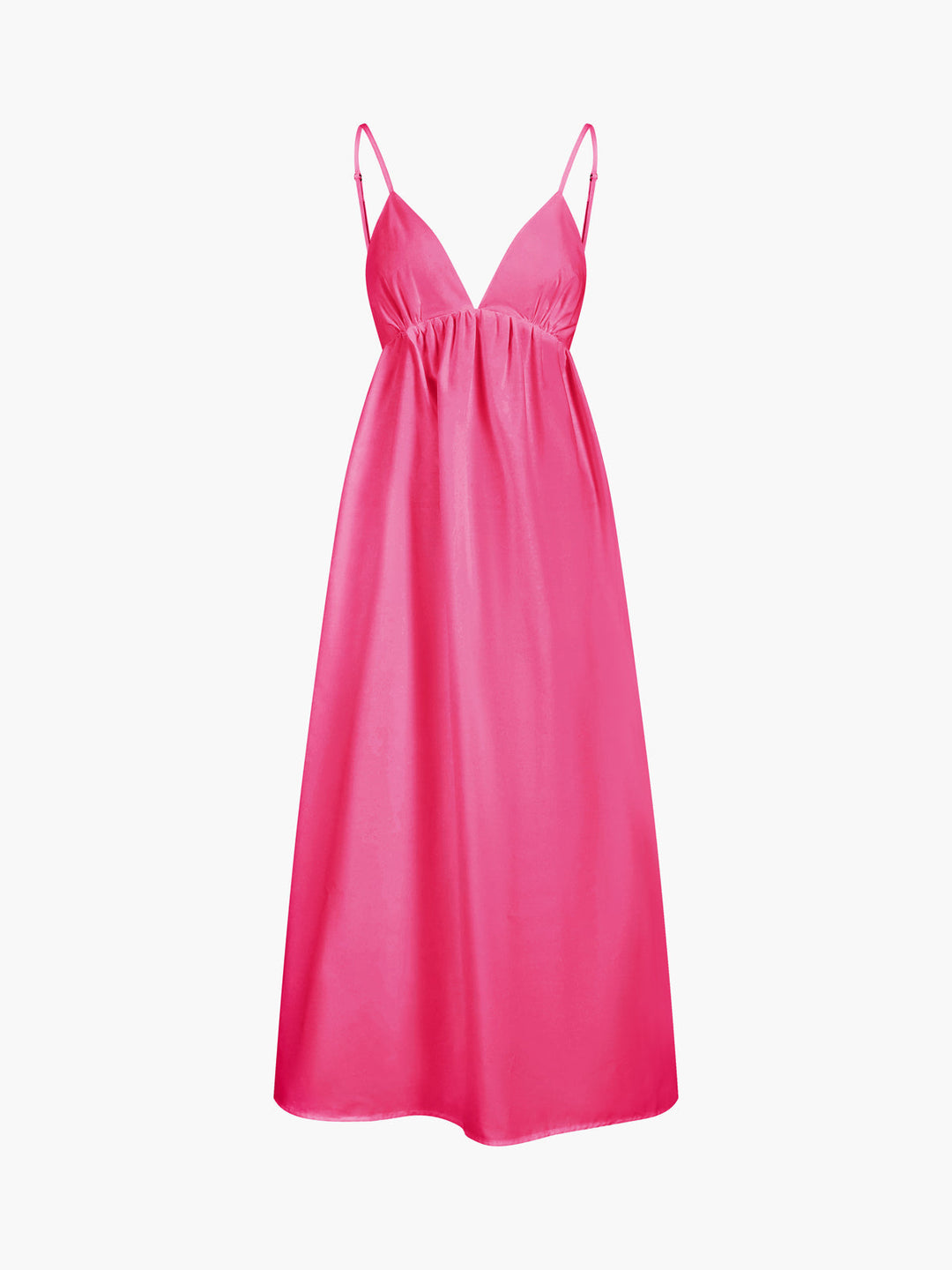 Chic open back maxi dress, women's V-neck summer style. Perfect casual, vacation, or beach outfit.