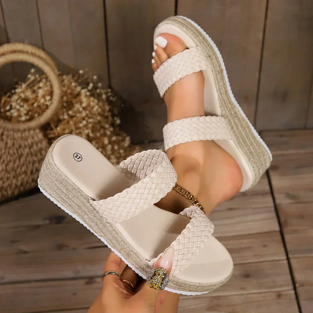 Women's stylish comfort wedge sandals with a cushioned sole, perfect for all-day spring/summer casual wear.
