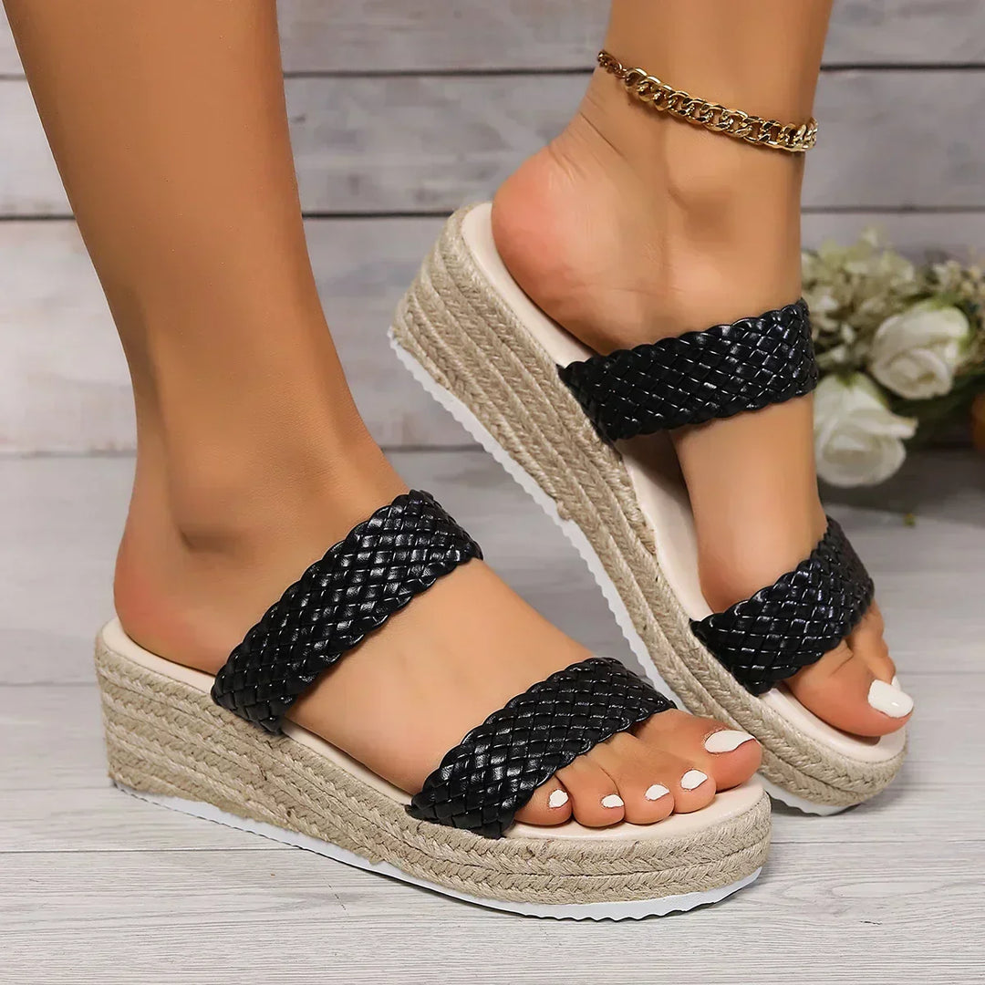 Cushioned wedge sandals for women, offering all-day comfort & support. Elegant casual footwear for spring/summer.