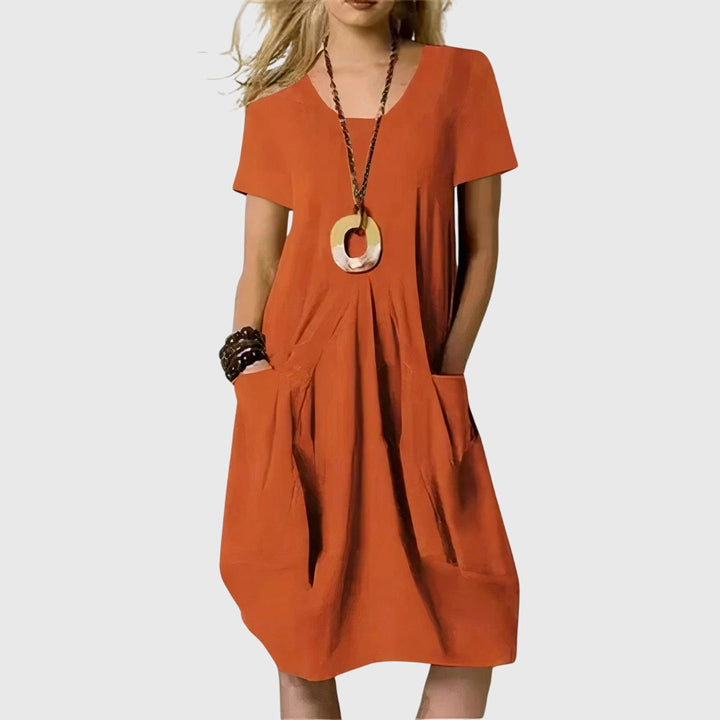 Women's comfortable A-line casual dress, perfect for summer days & everyday wear, flattering fit.