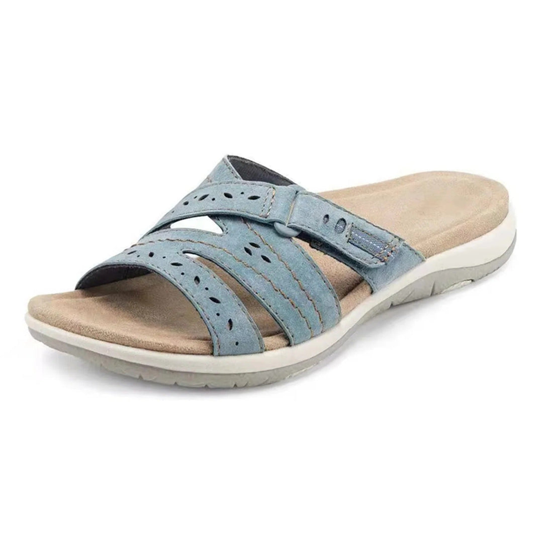 Women's comfortable adjustable walking sandals for summer. Lightweight hook-and-loop flat sandals for daily wear.