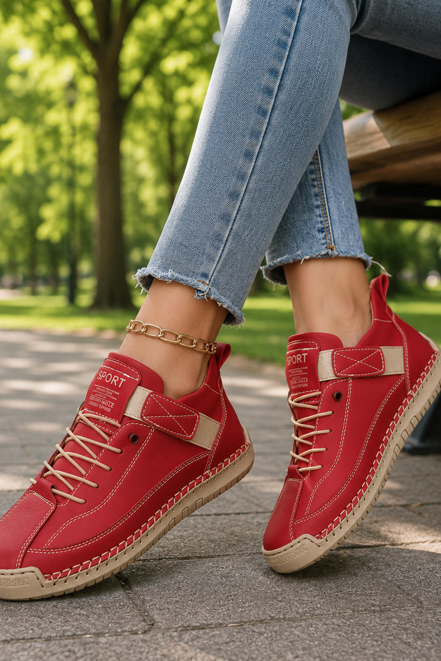 Top view of stylish women's everyday sneakers, perfect for all-day comfort & athleisure.