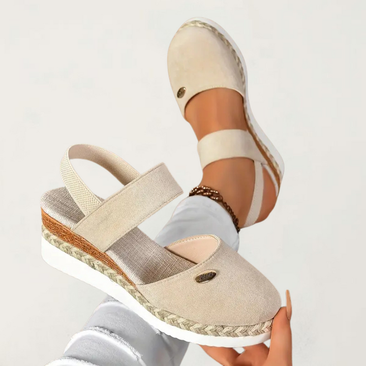 Women's comfortable beaded boho sandals with elastic ankle strap, perfect for summer.