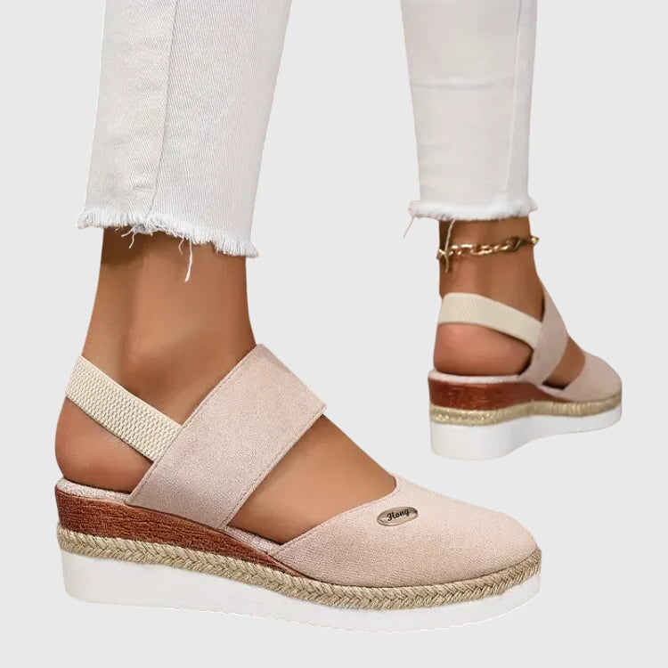 Versatile women's bohemian sandals, comfortable, beaded, elastic strap for relaxed summer fashion.