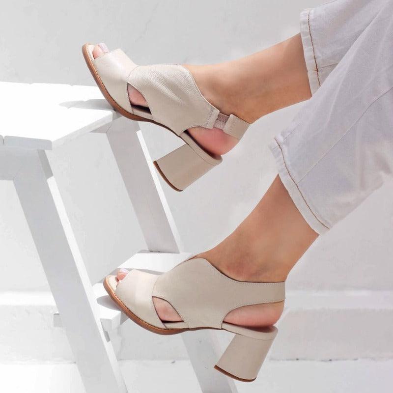 Women's comfortable block heel sandals with buckle, perfect for all-day wear & versatile styling.