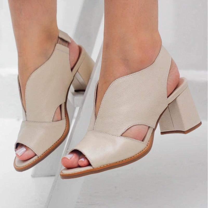 Classic women's block heel comfort sandals, perfect summer shoes with elegant design.