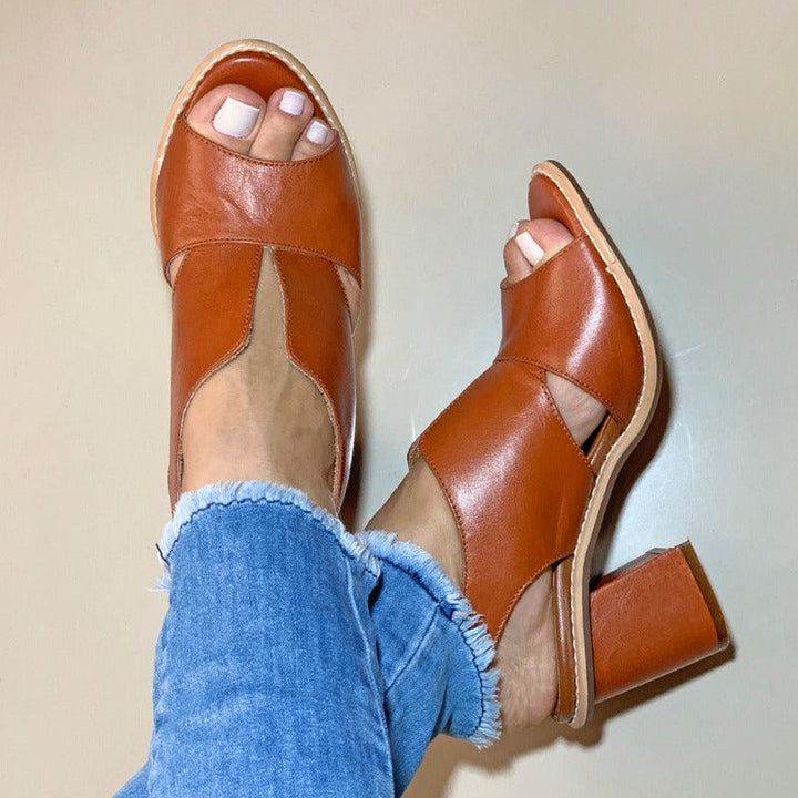 Women's padded footbed block heel sandals, versatile summer shoes with buckle for all-day comfort.