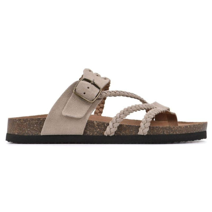 Casual women's slip-on braided open-toe sandals, perfect for summer vacation with an adjustable buckle.