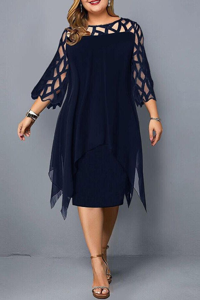 Versatile women's midi dress, ideal for travel or casual outings. Flowy & comfortable stretch fabric.