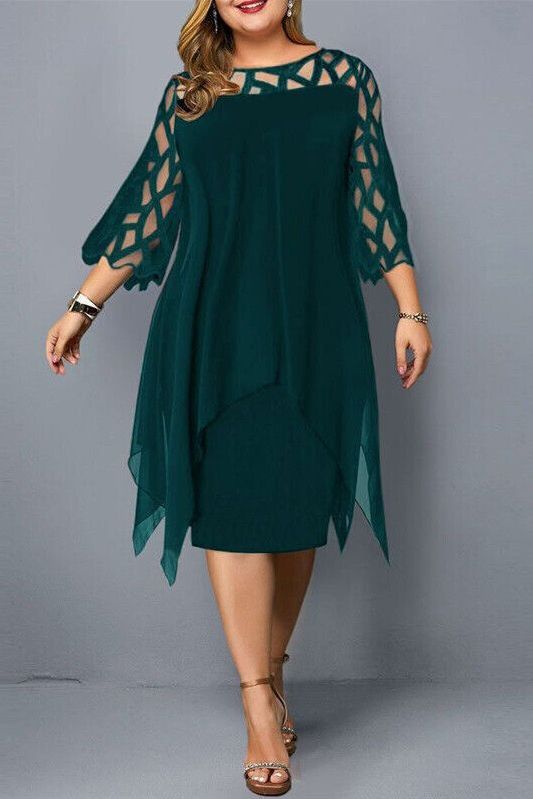 Comfortable flowy midi dress for women, versatile stretch fabric. Perfect for travel and casual fashion needs.