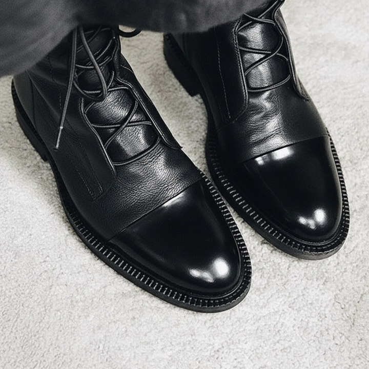 Fashionable women's high boots with detailed lacing, designed for ultimate comfort and versatile autumn style.