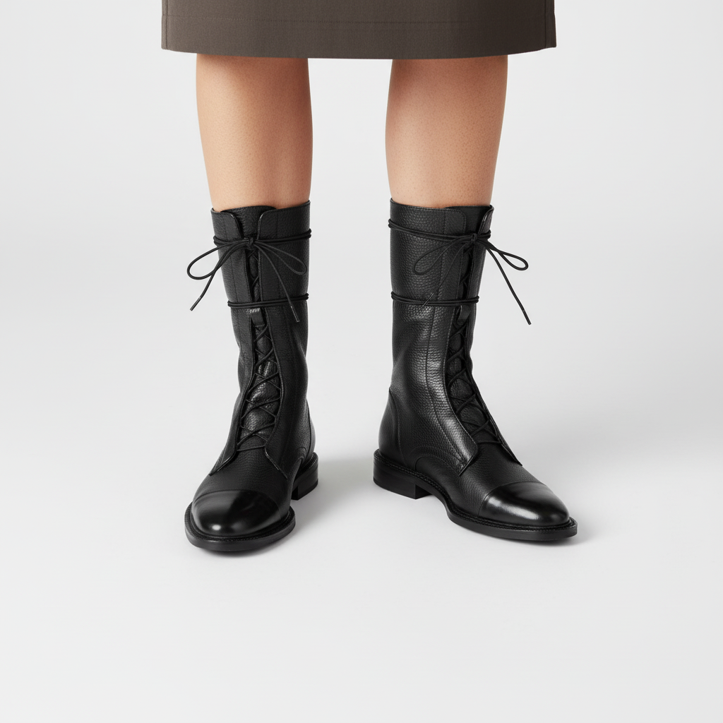 Elegant high lacing boots for women, comfortable and non-slip, perfect for diverse winter outfits and footwear.