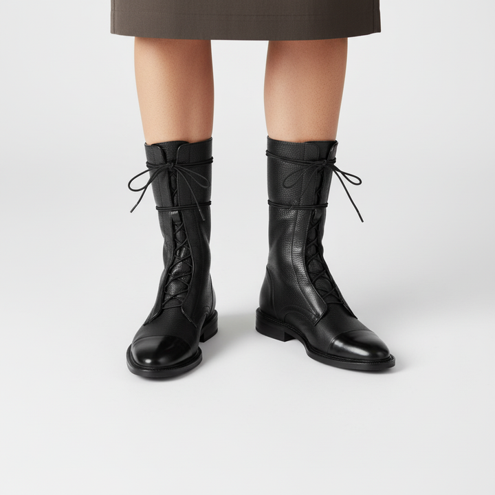 Elegant high lacing boots for women, comfortable and non-slip, perfect for diverse winter outfits and footwear.