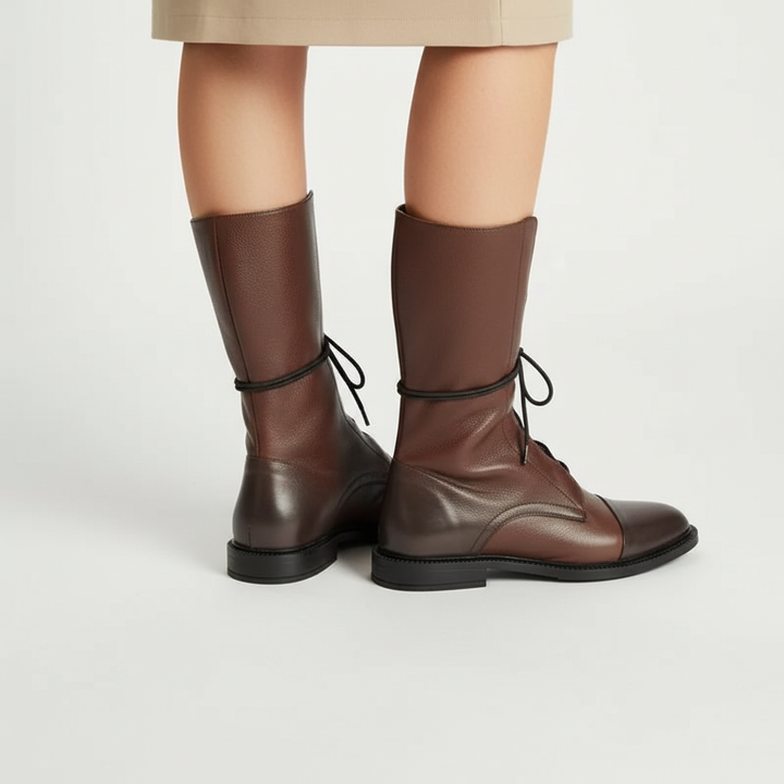 Versatile women's high boots with adjustable lacing, providing comfort and a non-slip sole for autumn & winter.