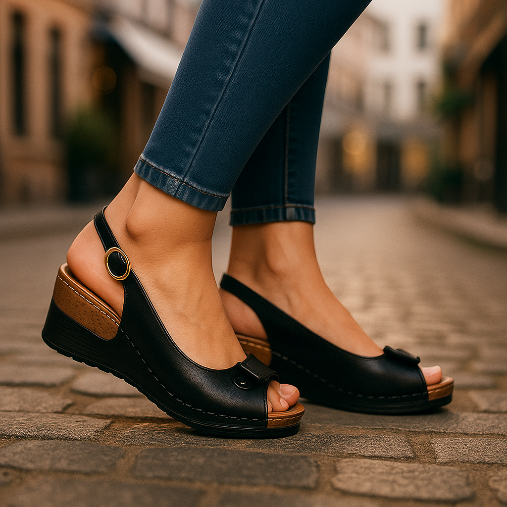 Versatile women's low wedge peep toe sandals with a comfortable slingback, perfect for summer casual outings.