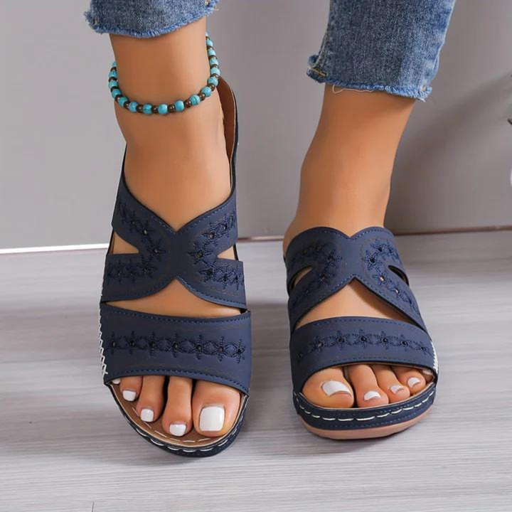 Slip-on women's open toe orthopedic sandals, designed for all-day comfort and support.