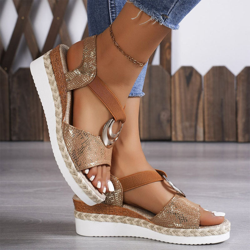 Comfortable women's open toe wedge platform sandals, ideal for casual walking and summer outdoor activities.
