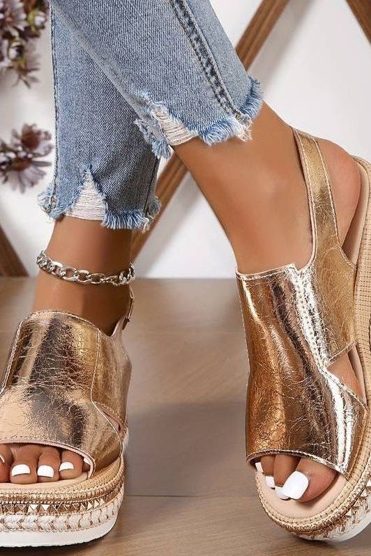 Stylish gold women's walking sandals, perfect for summer casual wear.