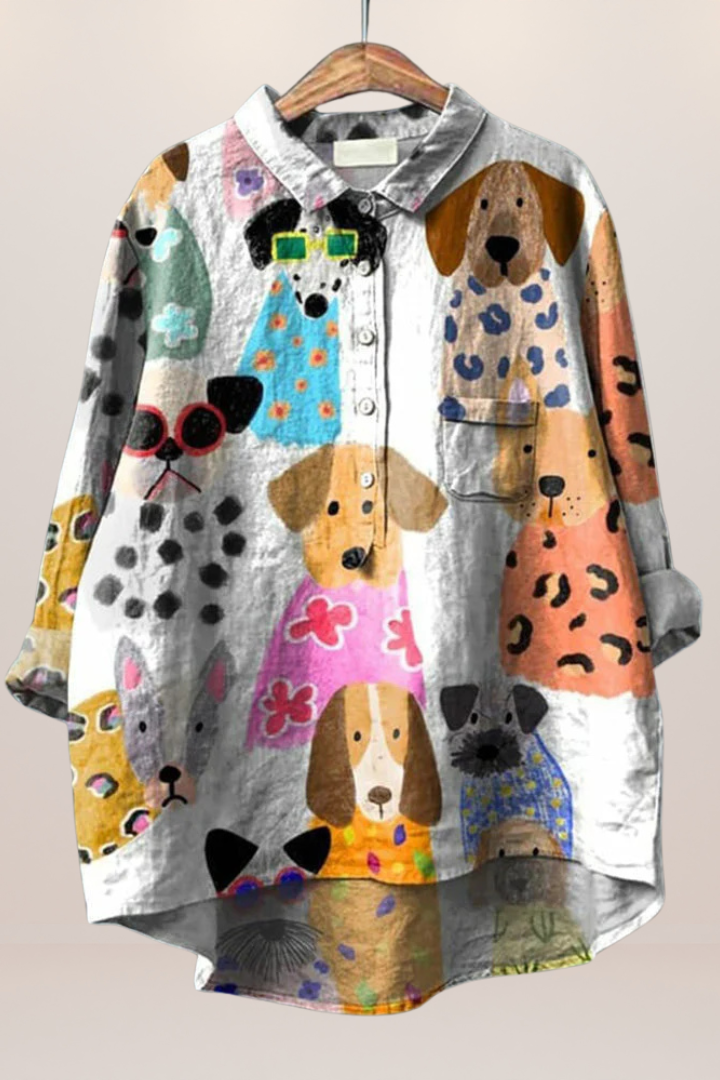 Women's comfortable patterned blouse, versatile for everyday fashion and office style.
