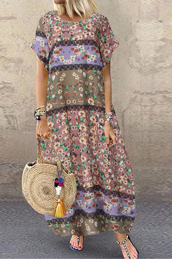 Women's comfortable relaxed fit maxi dress in flowy fabric, perfect for casual summer elegance.