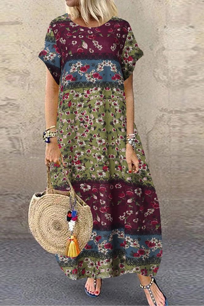 Comfortable women's relaxed fit long dress, a flowy maxi perfect for casual summer fashion.