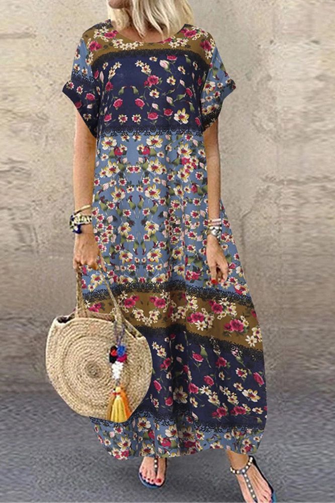 Women's comfortable relaxed fit maxi dress, a long flowy design perfect for casual or elegant summer fashion.
