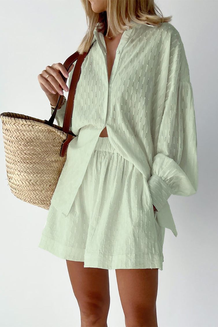 Relaxed fit women's summer shirt and short set. Ideal for casual outings & home leisure.