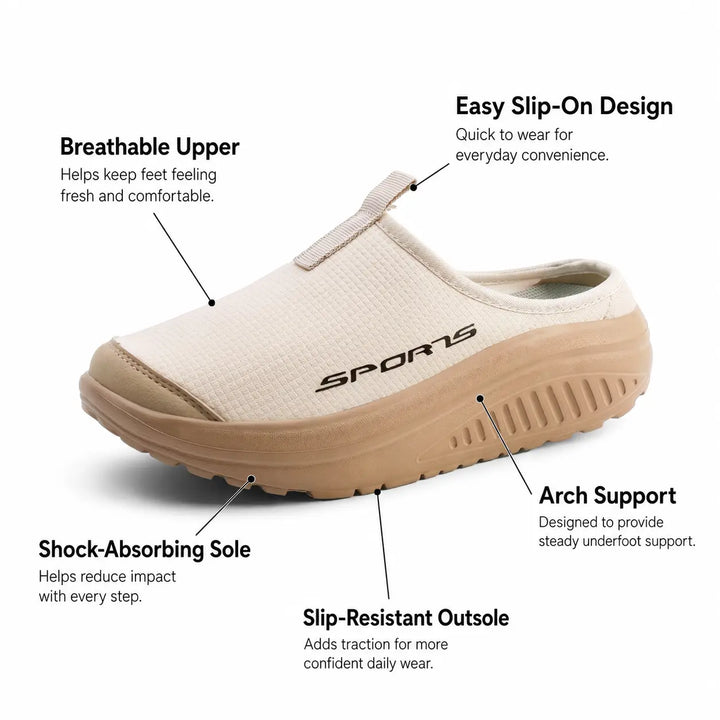 Cozy closed-toe women's house slippers, designed for orthopedic foot support and comfort.