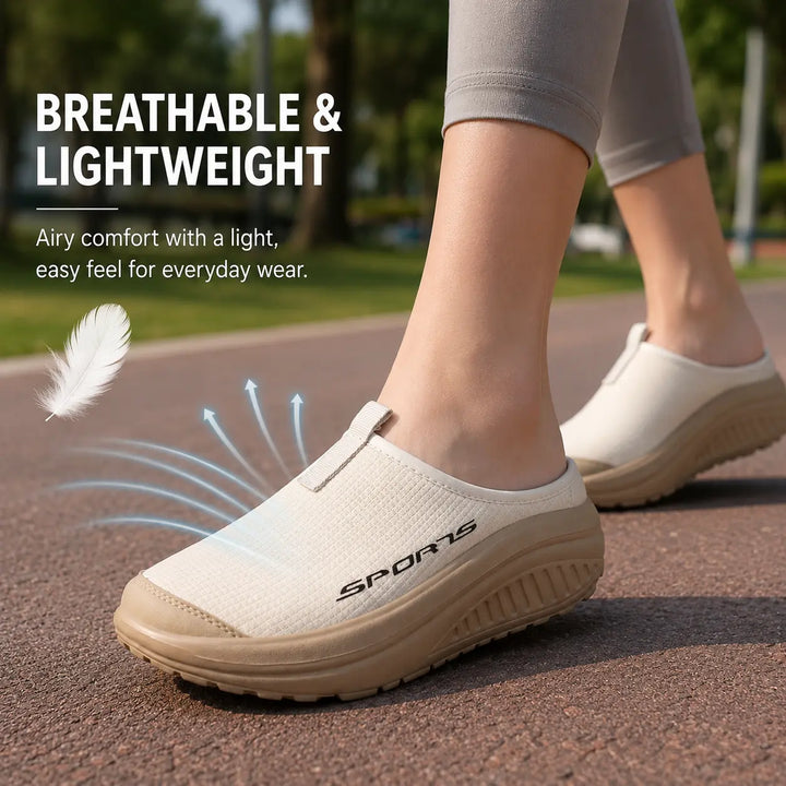 Comfortable women's slip-on house shoes offering orthopedic foot support and coziness at home.