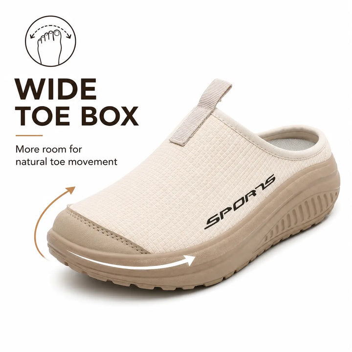 Stylish closed-toe women's slippers, featuring orthopedic comfort and easy slip-on design.