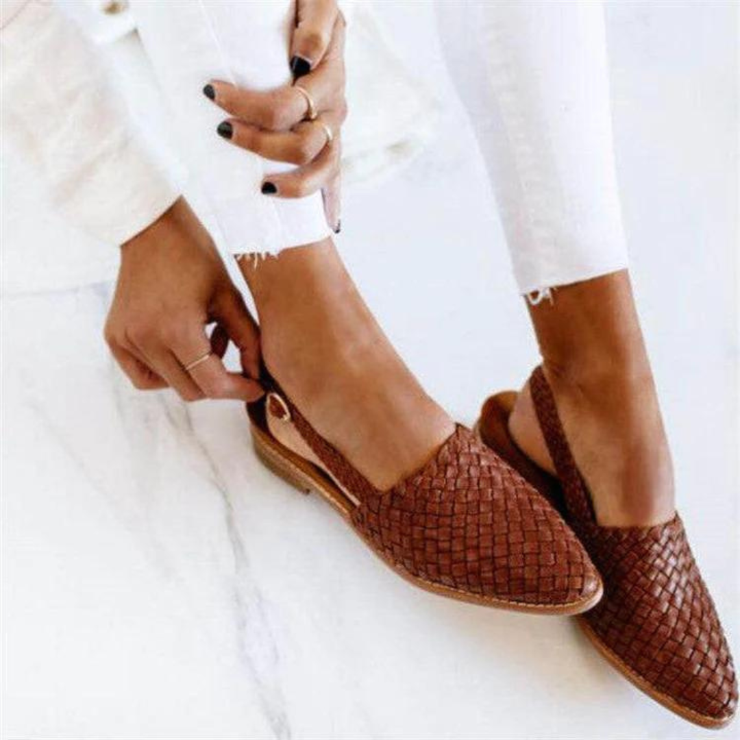 Women's comfortable slip-on woven mules with a chic pointed toe, perfect for everyday wear & office fashion.
