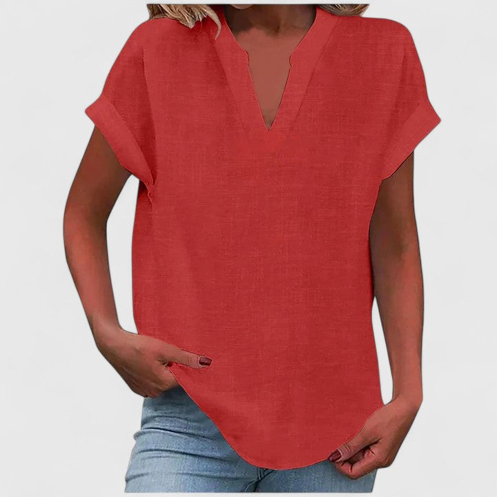 Chic V-neck blouse for women, comfortable & stylish for spring, summer, and everyday fashion.