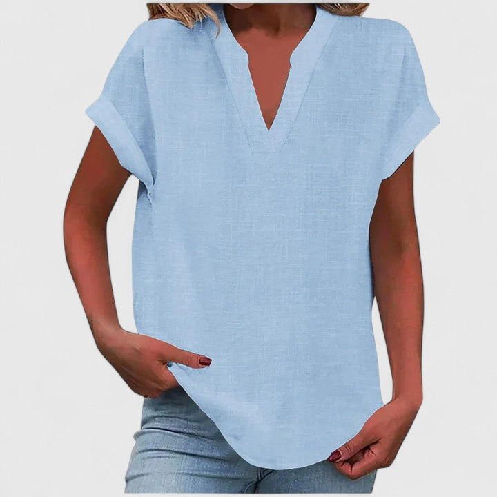 Fashionable V-neck blouse for women, comfortable and chic, ideal for spring & casual style.