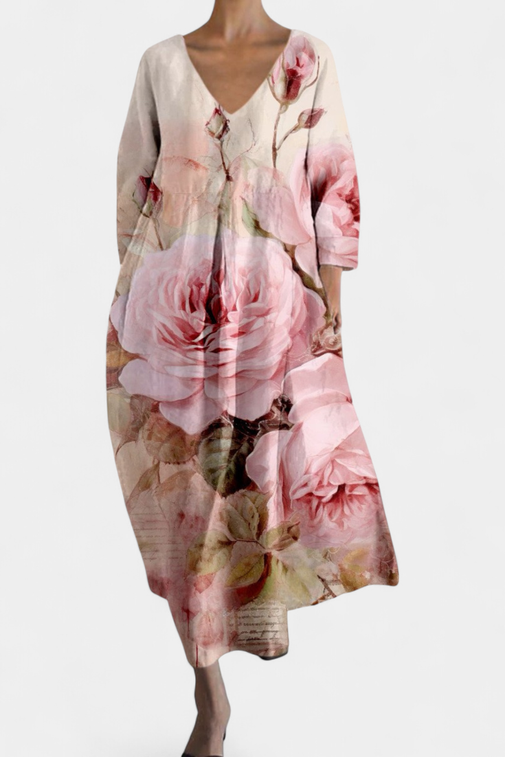 Red V-neck maxi dress for women, combining comfortable wear with chic vacation style.