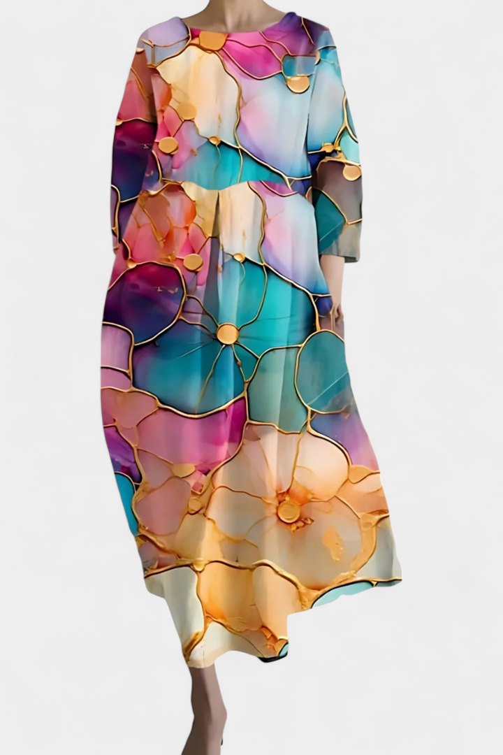 Soft, flowy V-neck maxi dress for women, offering ultimate comfort and chic effortless style.