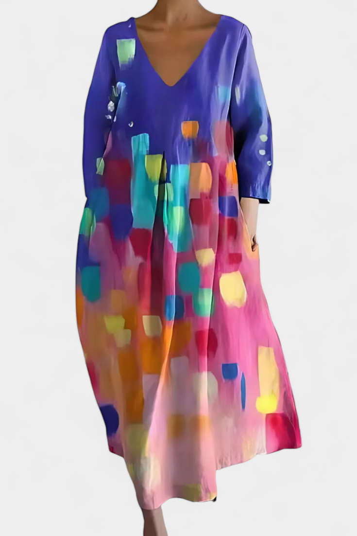 Summer V-neck maxi dress for women, perfect for vacation, offering versatile and elegant style.