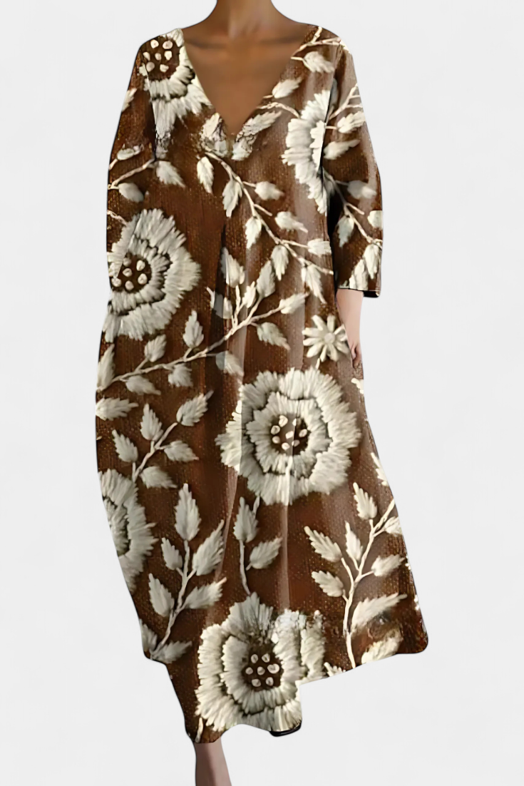 Comfortable V-neck maxi dress for women, designed for effortless style and easy summer wear.