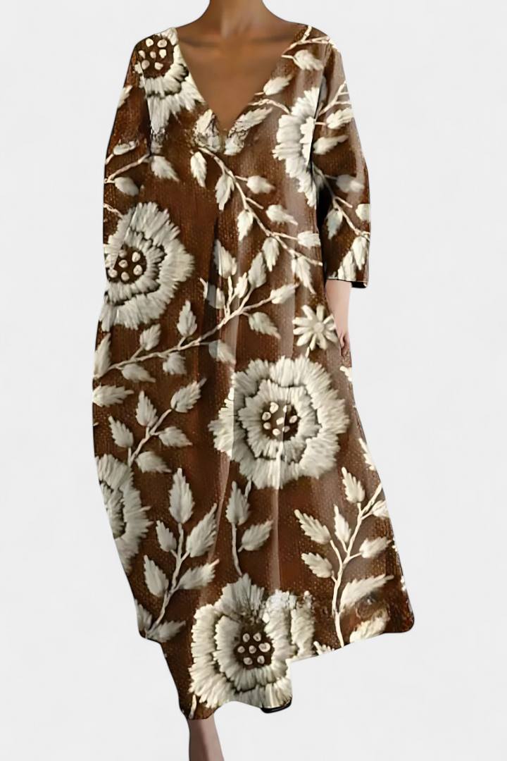 Comfortable V-neck maxi dress for women, designed for effortless style and easy summer wear.