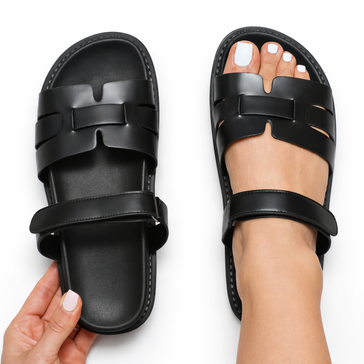 Lightweight summer walking sandals for women, designed for comfort with adjustable straps & flat sole.
