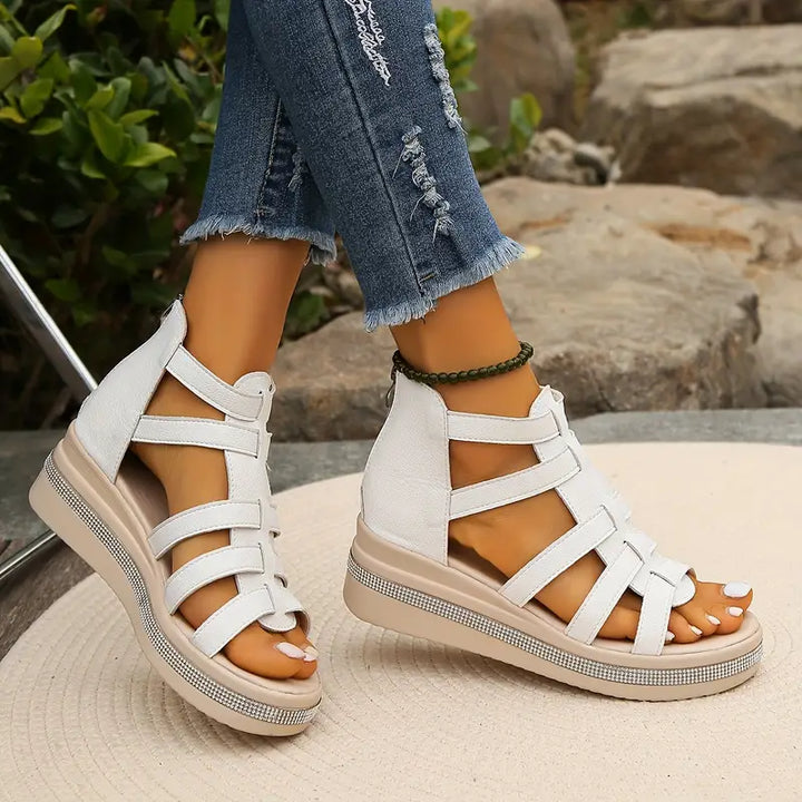 Everyday women's slip-on wedge sandals, providing comfortable and stylish elevated footwear for summer activities.