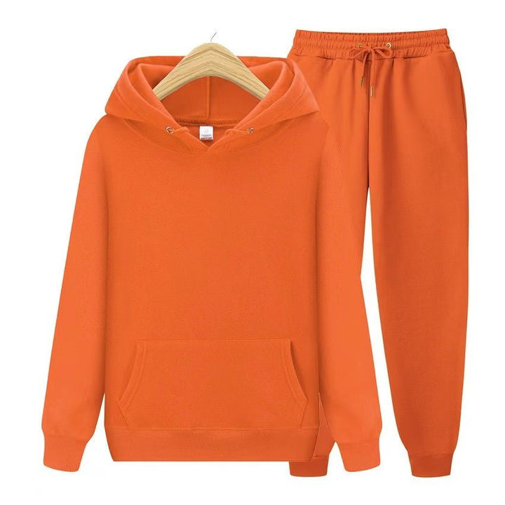 Versatile women's two-piece set: a hooded sweatshirt & jogger for sporty or casual, comfy looks.
