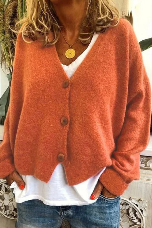 Women's cozy button cardigan, perfect for layering & warmth in fall and winter.