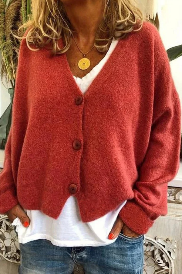 Comfortable women's cozy button cardigan, an everyday layering sweater.