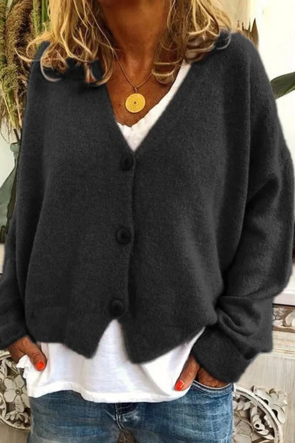 Casual women's button cardigan sweater, great for everyday style & comfort.
