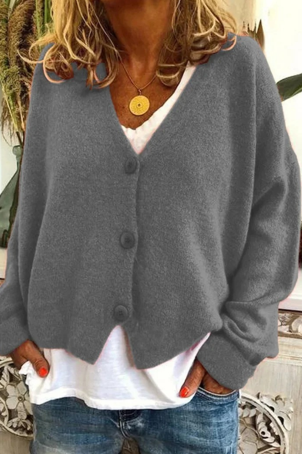 Fall fashion women's cozy button cardigan, essential layering for cool weather.
