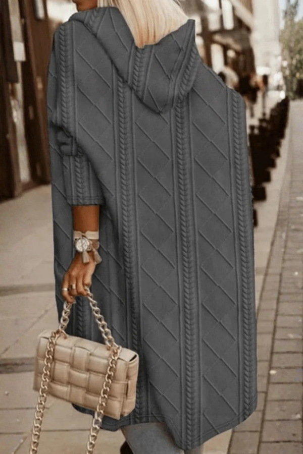 Soft women's hooded cardigan, a versatile layering piece for cozy outerwear & casual wear.