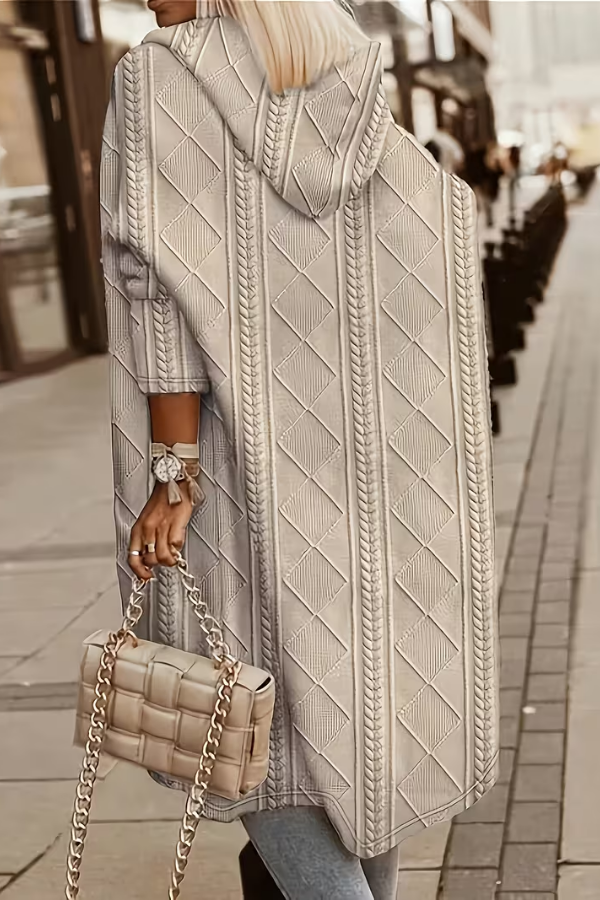 Chic women's hooded sweater cardigan, offering cozy comfort and effortless style for daily wear.