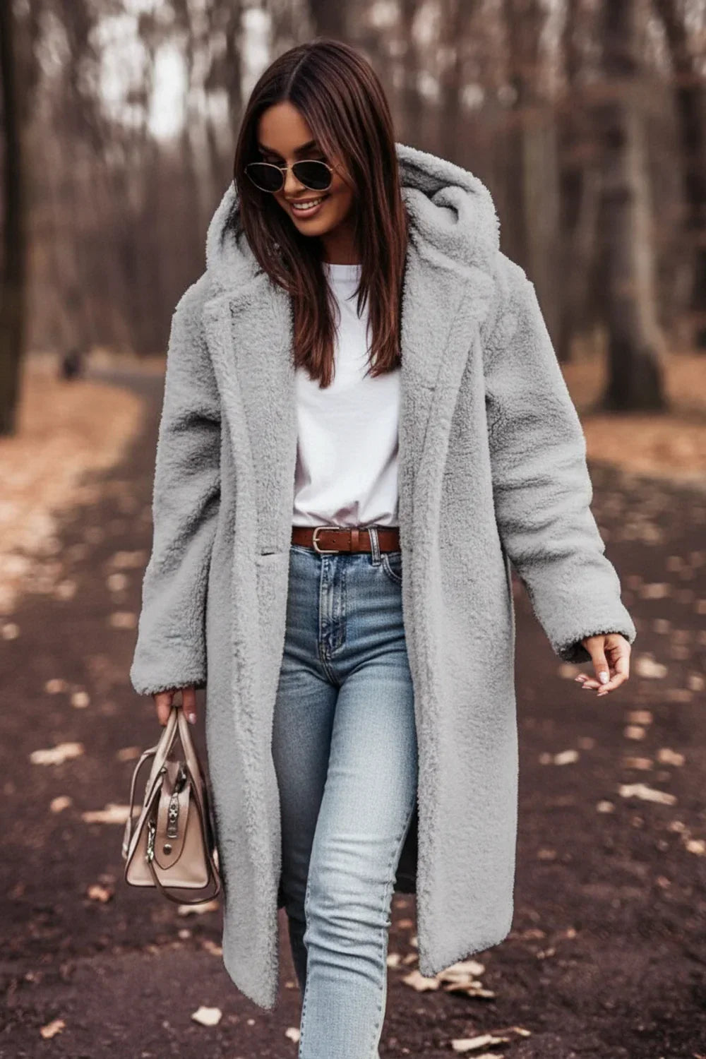 Soft hooded teddy coat for women, an oversized and cozy choice for cold winter days.