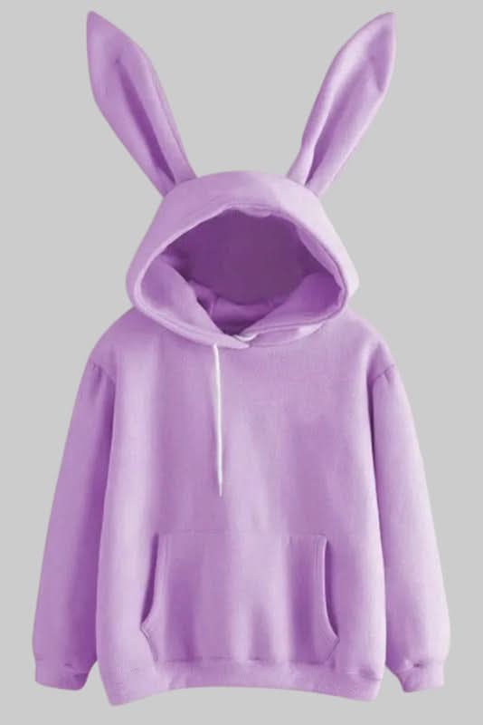 Soft women's hoodie with playful rabbit ears, offering ultimate comfort for casual or loungewear.