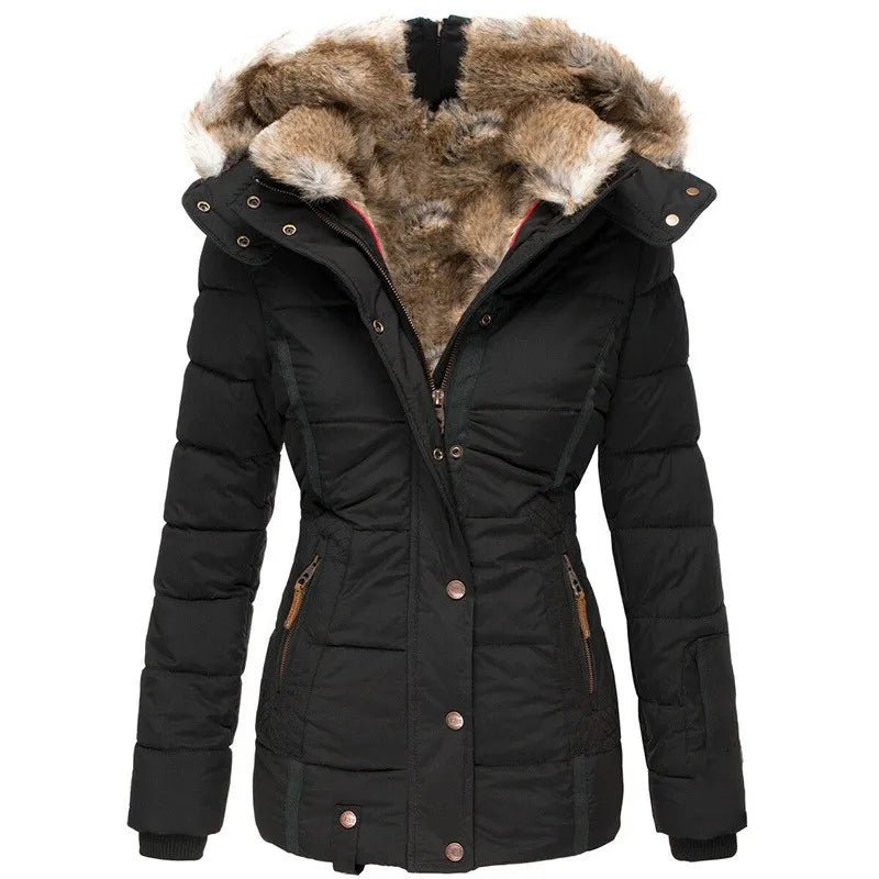 Elegant women's classic fit insulated winter jacket. Perfect for cold weather & everyday wear.
